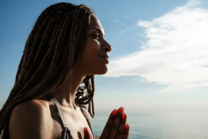 Woman experiencing spiritual awakening